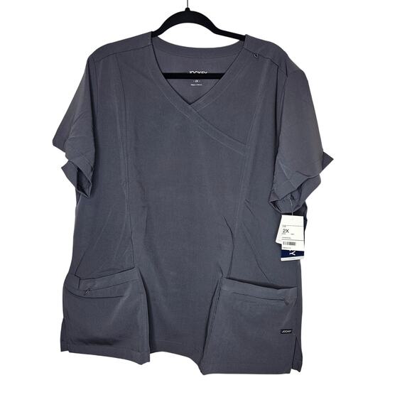 Jockey Mock Wrap 2306 Charocal Dark Grey NEW Womens Scrub Uniform Top sz Medium - Picture 1 of 3